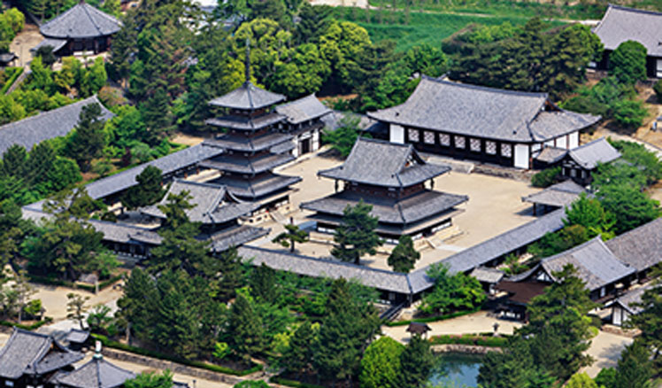 Gli edifici buddhisti nella zona del tempio Horyu-ji